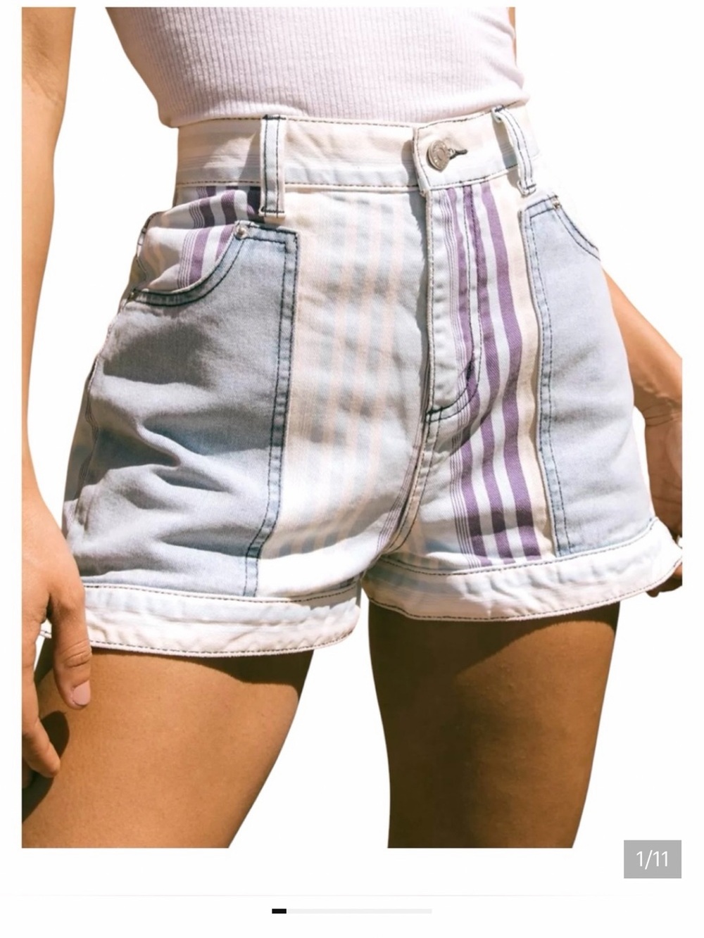 Urban Outfitters BDG Striped Patchwork High Rise Mom Shorts Size 32 Nebraska